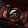 Men's Business Style Alloy Case Mineral Reinforced Glass Mirror Stainless Steel Buckle Imitation Leather Strap Round Dial Quartz Watch