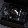 Men's Business Style Alloy Case Mineral Reinforced Glass Mirror Stainless Steel Buckle Imitation Leather Strap Round Dial Quartz Watch