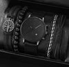 Men's Business Style Alloy Case Mineral Reinforced Glass Mirror Stainless Steel Buckle Imitation Leather Strap Round Dial Quartz Watch