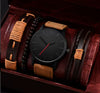 Men's Business Style Alloy Case Mineral Reinforced Glass Mirror Stainless Steel Buckle Imitation Leather Strap Round Dial Quartz Watch