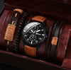 Men's Business Style Alloy Case Mineral Reinforced Glass Mirror Stainless Steel Buckle Imitation Leather Strap Round Dial Quartz Watch