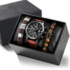 Men's Business Style Alloy Case Mineral Reinforced Glass Mirror Stainless Steel Buckle Imitation Leather Strap Round Dial Quartz Watch