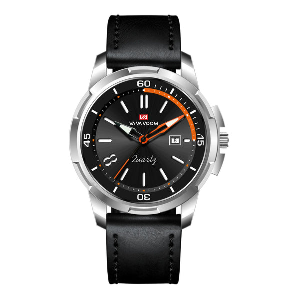 Men's Business Style Alloy Case Pu Strap Round Dial Waterproof Luminous Quartz Watch