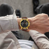 Men's Business Style Alloy Case Pu Strap Round Dial Waterproof Luminous Quartz Watch