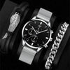 Men's Business Style Alloy Case Pu Strap Round Dial Wrist Watch