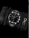 Men's Business Style Alloy Case Pu Strap Round Dial Wrist Watch