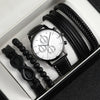 Men's Business Style Alloy Case Pu Strap Round Dial Wrist Watch