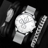 Men's Business Style Alloy Case Pu Strap Round Dial Wrist Watch