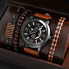 Men's Business Style Alloy Case Quartz Watch With Imitation Leather Strap And Round Dial