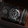 Men's Business Style Alloy Case Quartz Watch With Imitation Leather Strap And Round Dial