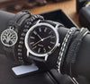 Men's Business Style Alloy Case Quartz Watch With Imitation Leather Strap And Round Dial