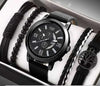 Men's Business Style Alloy Case Quartz Watch With Imitation Leather Strap And Round Dial