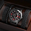 Men's Business Style Alloy Case Quartz Watch With Imitation Leather Strap And Round Dial
