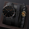 Men's Business Style Alloy Case Quartz Watch With Imitation Leather Strap And Stainless Steel Clasp Round Dial