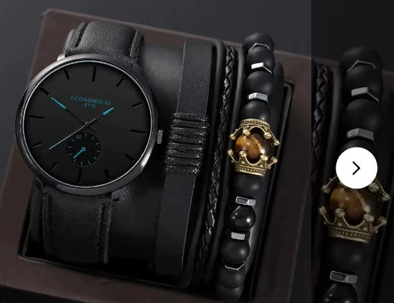 Men's Business Style Alloy Case Quartz Watch With Imitation Leather Strap And Stainless Steel Clasp Round Dial