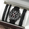 Men's Business Style Alloy Case Quartz Watch With Imitation Leather Strap And Stainless Steel Clasp Round Dial