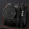 Men's Business Style Alloy Case Quartz Watch With Imitation Leather Strap And Stainless Steel Clasp Round Dial
