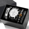 Men's Business Style Alloy Case Quartz Watch With Imitation Leather Strap And Stainless Steel Clasp Round Dial