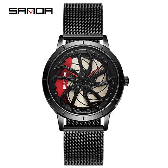 Men's Business Style Alloy Case Quartz Watch With Mesh Or Steel Belt Round Dial Waterproof