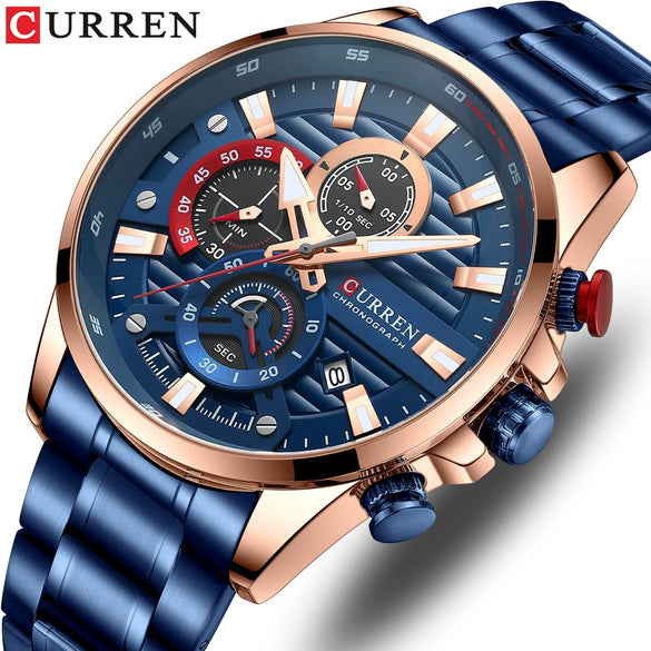Men's Business Style Alloy Case Stainless Steel Band Round Dial Quartz Watch
