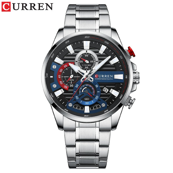 Men's Business Style Alloy Case Stainless Steel Band Round Dial Quartz Watch