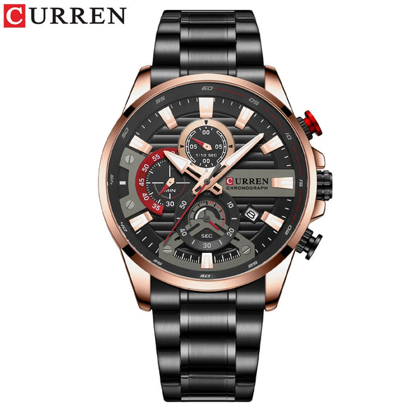 Men's Business Style Alloy Case Stainless Steel Band Round Dial Quartz Watch