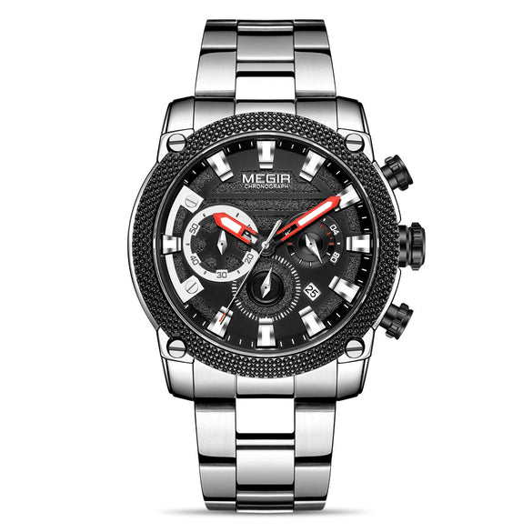 Men's Business Style Alloy Case Stainless Steel Strap Quartz Watch With Round Dial