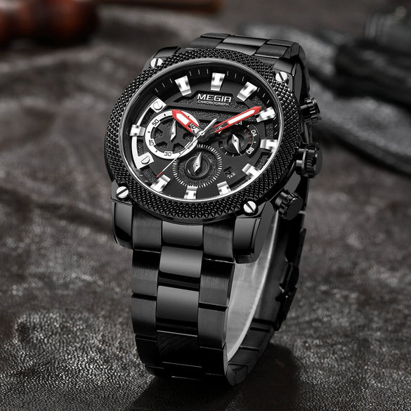 Men's Business Style Alloy Case Stainless Steel Strap Quartz Watch With Round Dial
