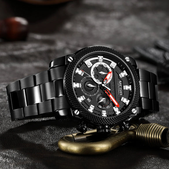 Men's Business Style Alloy Case Stainless Steel Strap Quartz Watch With Round Dial