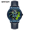 Men's Business Style Alloy Case Steel Band Round Dial Threedimensional Wheel Rotating Waterproof Quartz Watch