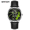Men's Business Style Alloy Case Steel Band Round Dial Threedimensional Wheel Rotating Waterproof Quartz Watch