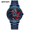 Men's Business Style Alloy Case Steel Band Round Dial Threedimensional Wheel Rotating Waterproof Quartz Watch