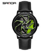 Men's Business Style Alloy Case Steel Band Round Dial Threedimensional Wheel Rotating Waterproof Quartz Watch