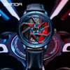 Men's Business Style Alloy Case Steel Band Round Dial Threedimensional Wheel Rotating Waterproof Quartz Watch