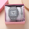 Men's Business Style Alloy Imitation Leather Band Round Dial Quartz Bracelet