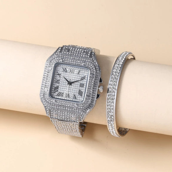 Men's Business Style Alloy Imitation Leather Band Round Dial Quartz Bracelet