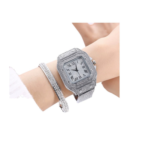Men's Business Style Alloy Imitation Leather Band Round Dial Quartz Bracelet