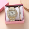 Men's Business Style Alloy Imitation Leather Band Round Dial Quartz Bracelet