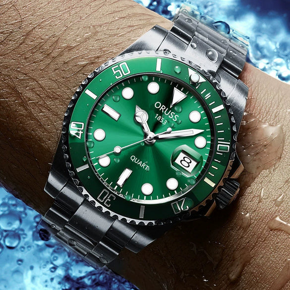 Men's Business Style Automatic Movement Stainless Steel Belt Waterproof Luminous Calendar Round Watch