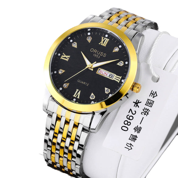 Men's Business Style Automatic Movement Watch Steel Case And Strap Round Dial Luminous Waterproof