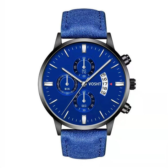 Men's Business Style Belt Calendar Watch With Imitation Leather Strap Alloy Case And Round Dial