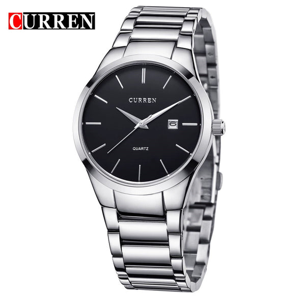 Men's Business Style Fashion Quartz Watch With Alloy Case Stainless Steel Band And Round Dial