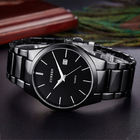 Men's Business Style Fashion Quartz Watch With Alloy Case Stainless Steel Band And Round Dial