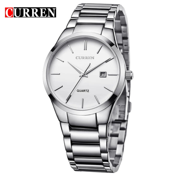 Men's Business Style Fashion Quartz Watch With Alloy Case Stainless Steel Band And Round Dial