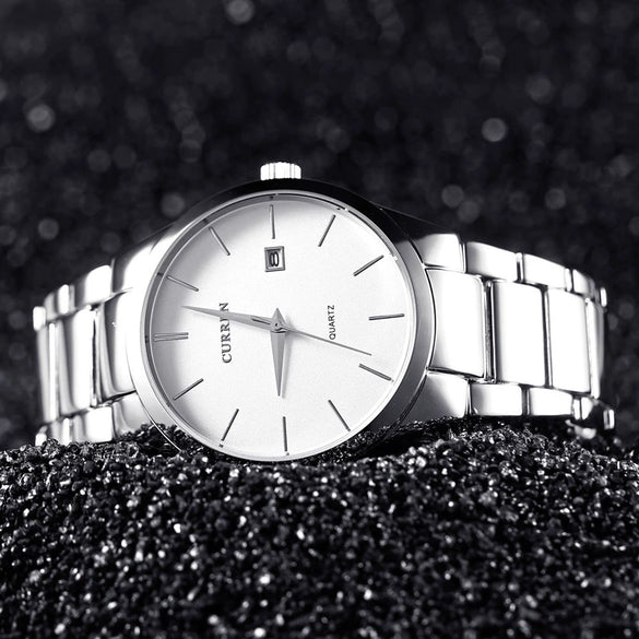 Men's Business Style Fashion Quartz Watch With Alloy Case Stainless Steel Band And Round Dial