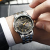 Men's Business Style Luminous Waterproof Double Calendar Quartz Watches Metal Case Stainless Steel Band Round Dial