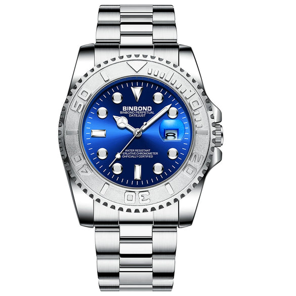 Men's Business Style Metal And Stainless Steel Luminous Waterproof Round Dial Sports Watch