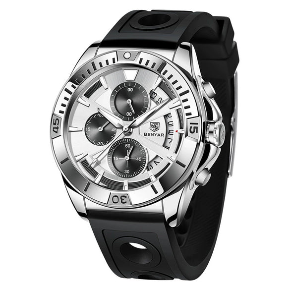Men's Business Style Metal Case Stainless Steel Band Round Dial Quartz Multifunctional Waterproof Luminous Watch