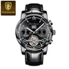 Men's Business Style Multifunctional Mechanical Watch With Round Dial Alloy Case Mineral Strengthened Mirror Stainless Steel Strap