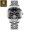 Men's Business Style Multifunctional Mechanical Watch With Round Dial Alloy Case Mineral Strengthened Mirror Stainless Steel Strap